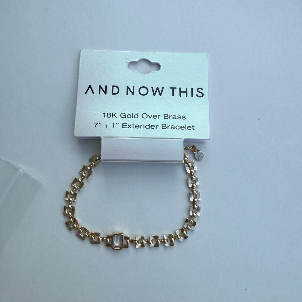 And Now This 18K Gold Over Brass Link Bracelet 7” + 1” Extender NWT